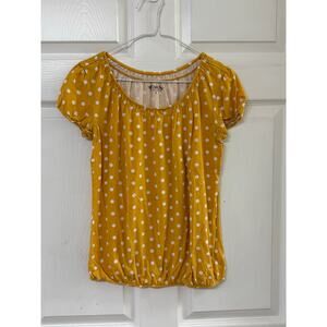 Cato Yellow Polka Dot Elastic-Hem Top | Size S